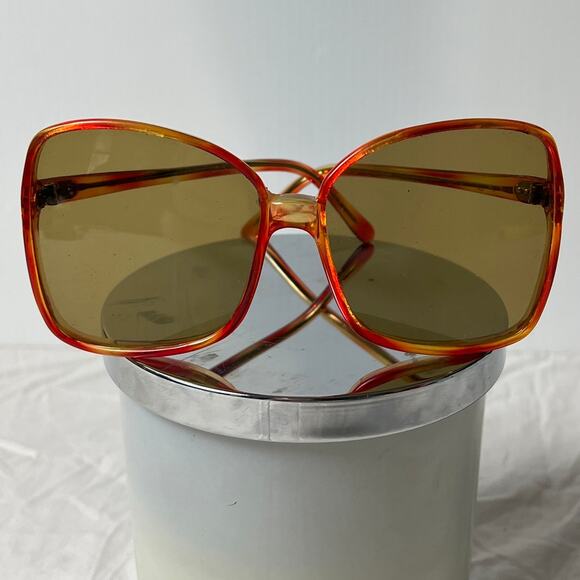 1970\'s Oversized Squared Cute Sunglasses Amber/Brown Tinted Made In Korea il_fullxfull.2098336698_jwrm.jpg main image 3